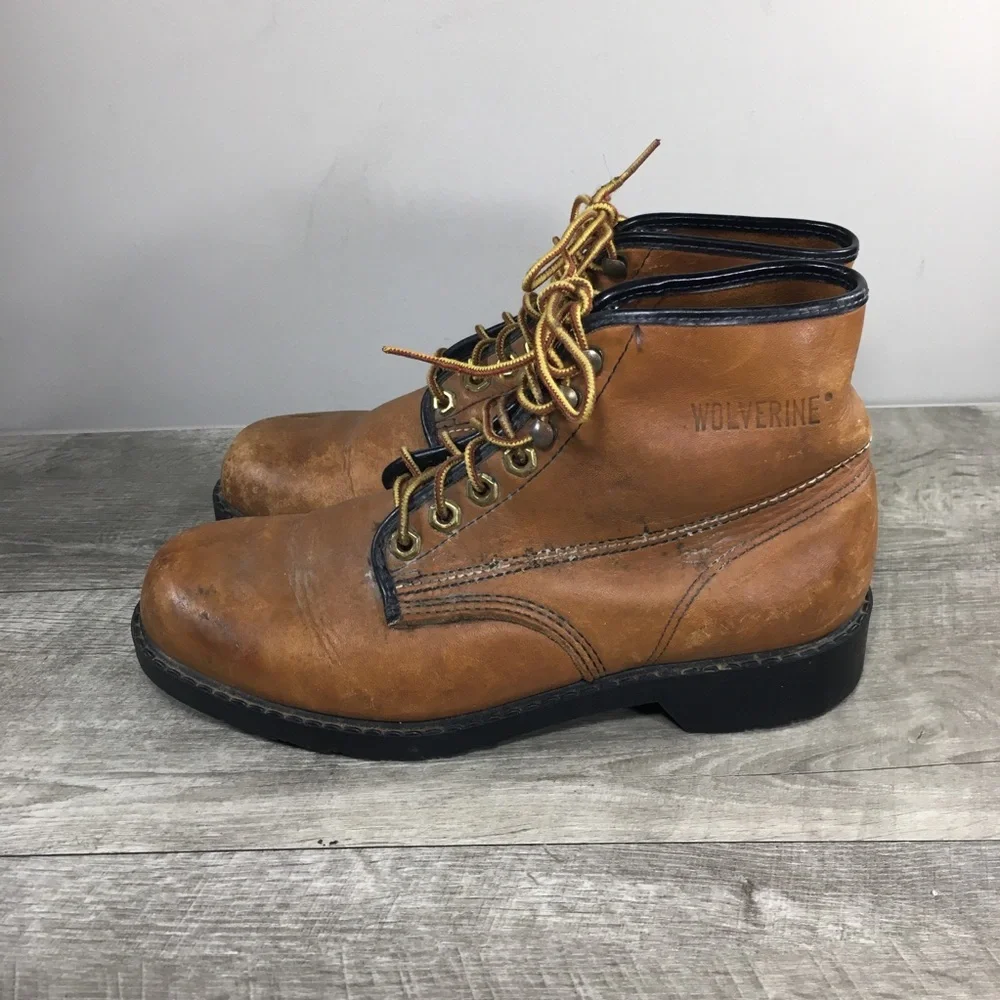 Wolverine Distressed Leather Men’s Combat Soft Toe Work Boots Size 7.5 USA Made